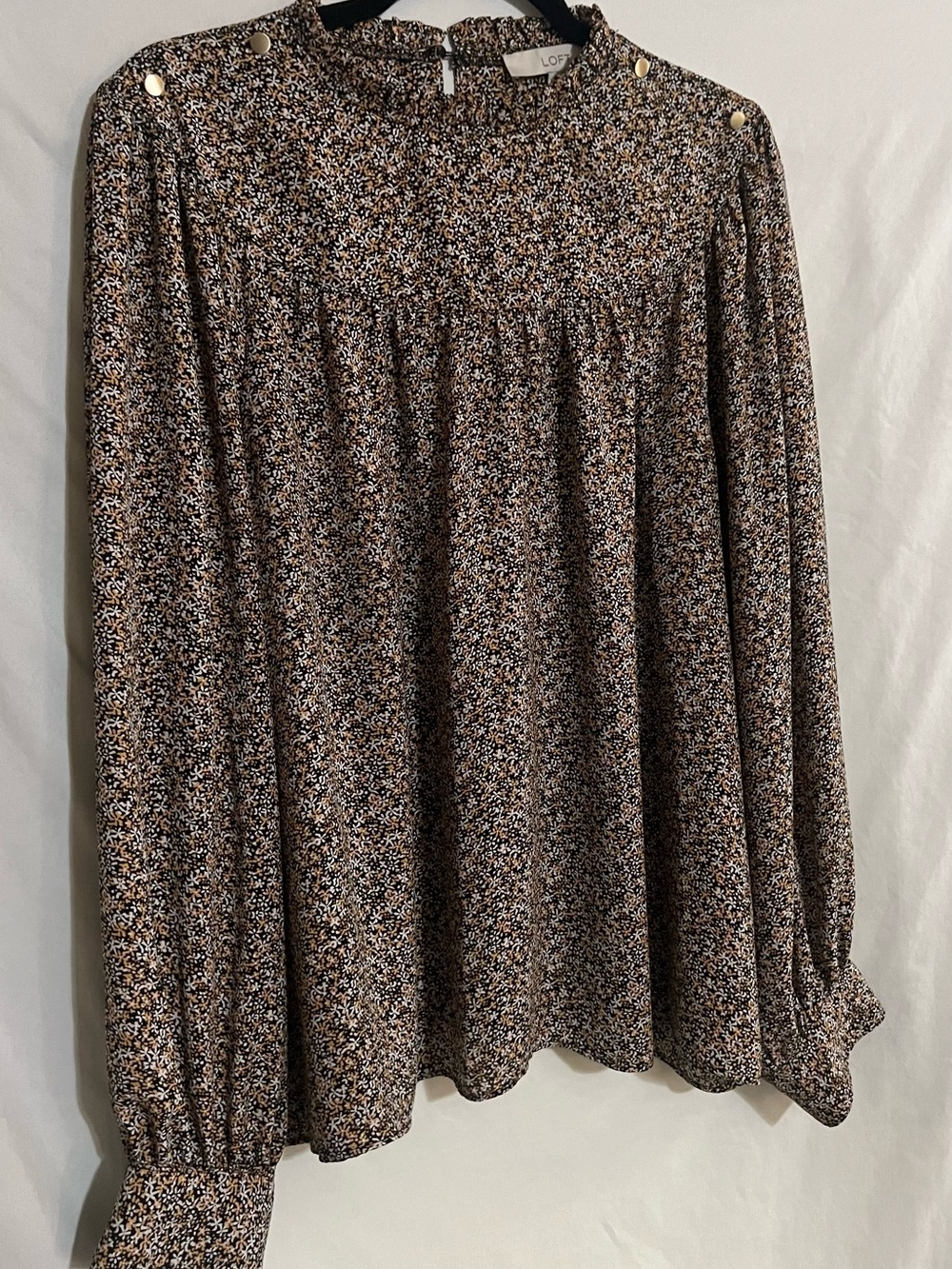 LOFT Brown Multi Floral Blouse